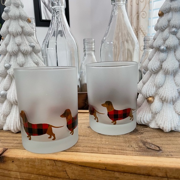ALBERTO CULVER “CHRISTMAS DACHSUND” OLD FASHION BAR GLASSES - Picture 2 of 7